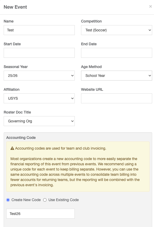 Eventname Roster As an League Admin - Setting Up Rostering Event / Source Roster