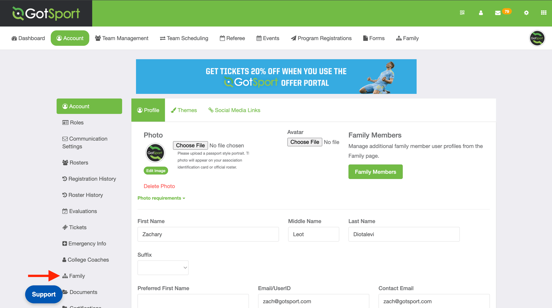 Gotsport Roster Paper As a Parent/Player - How to Upload or Update a Player Photo