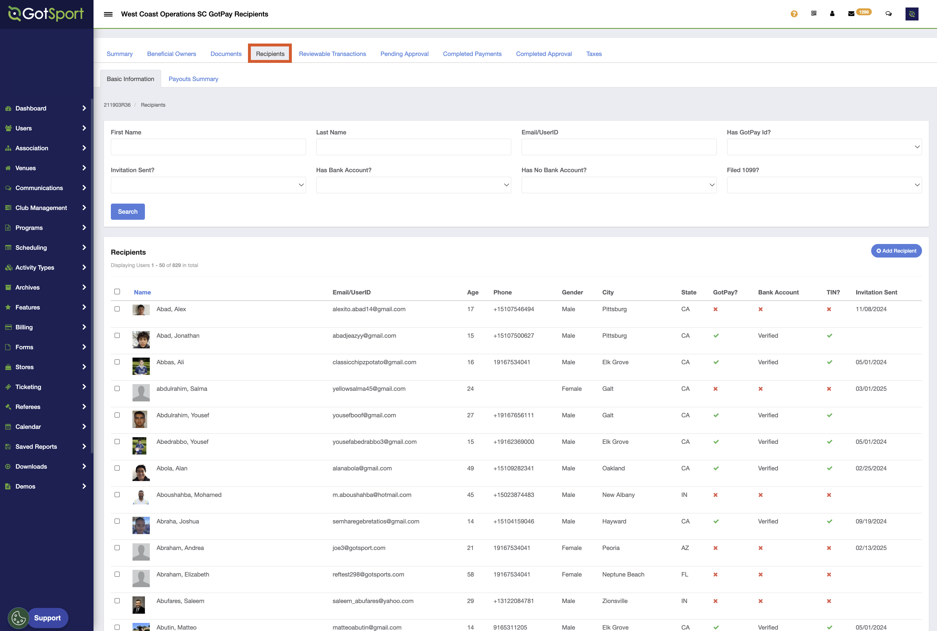 Gotsport Roster Paper GotSport Pay - How to Manually add a Recipient